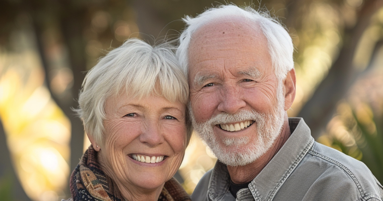 A mature couple smile after Endodontic treatment