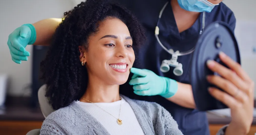 patient smiling during dental checkup for gum health