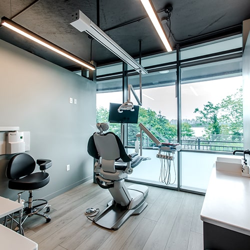 One of our dental exam rooms where root canals are performed with a view of the Hudson River