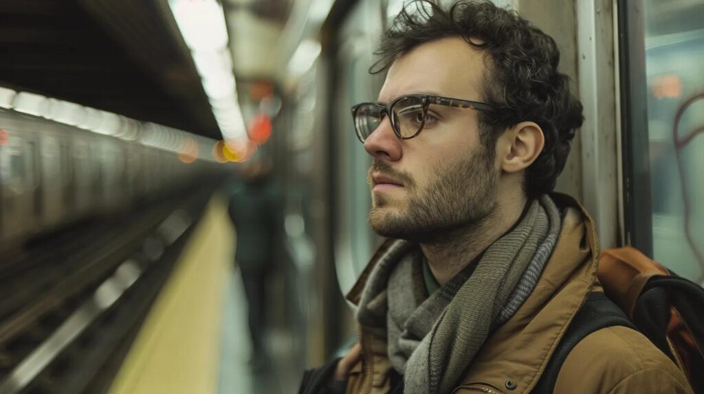 man waiting for NYC public transit